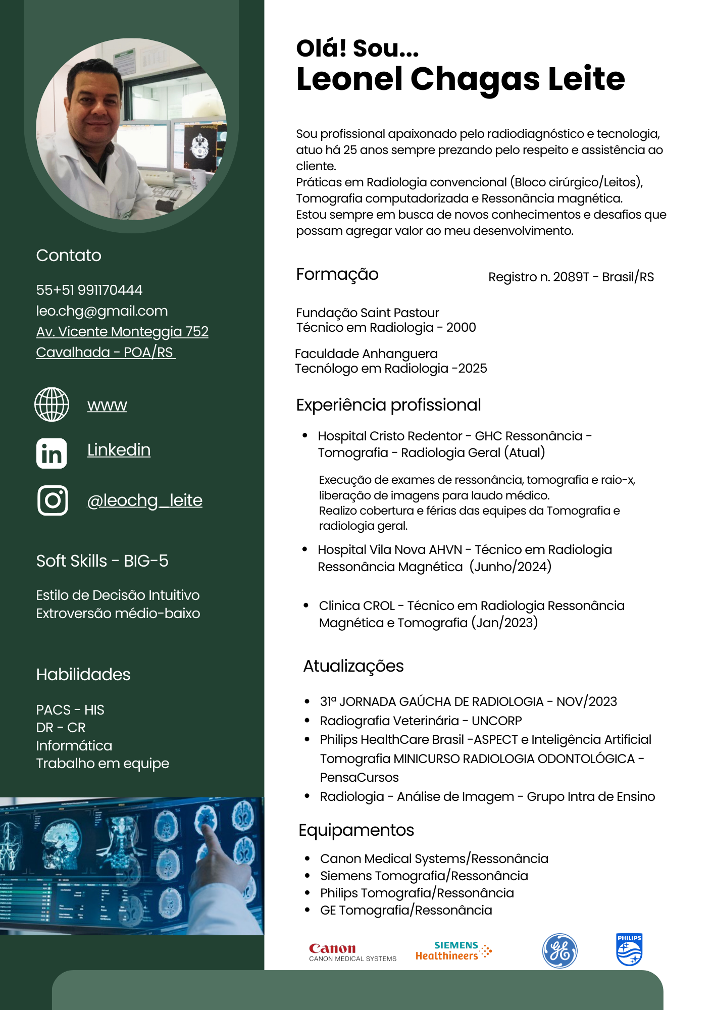 Miniatura do Curriculum Vitae de Leonel Chagas Leite